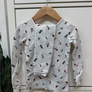 JustOneYou White and Red Floral Long Sleeve Pajamas 4T